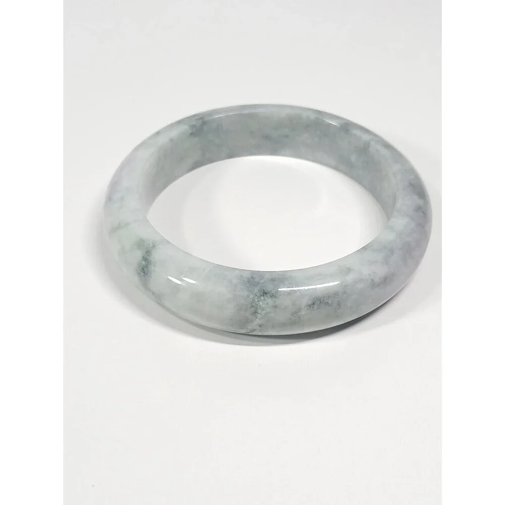 Smoky White Jadeite Bangle 67mm Lavender Veins